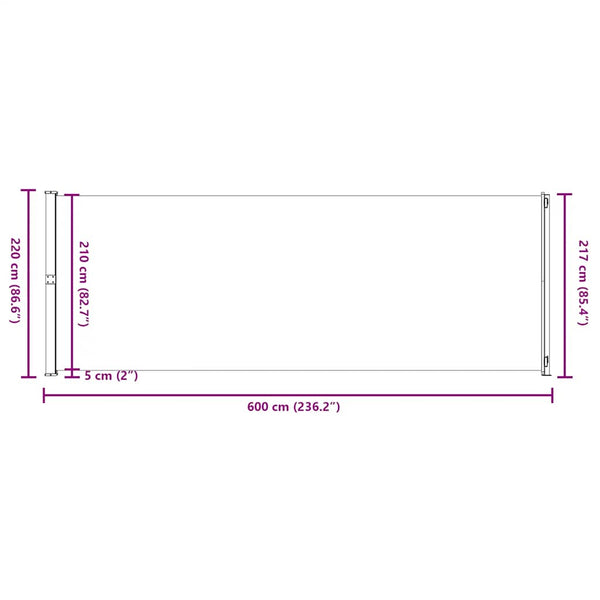 Seitenmarkise Ausziehbar 220x600 cm Rot