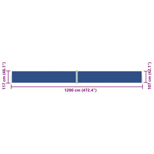 Seitenmarkise Ausziehbar Blau 117x1200 cm