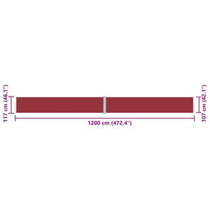 Seitenmarkise Ausziehbar Rot 117x1200 cm