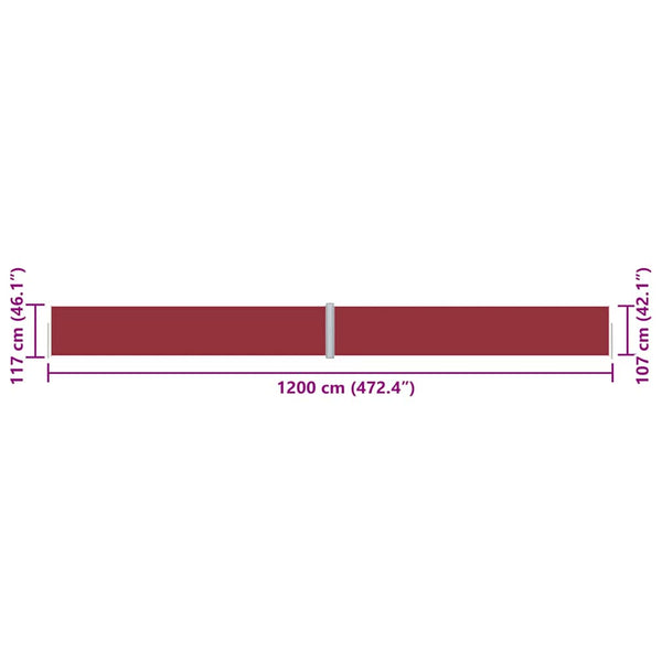 Seitenmarkise Ausziehbar Rot 117x1200 cm