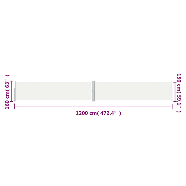 Seitenmarkise Ausziehbar Creme 160x1200 cm