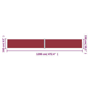 Seitenmarkise Ausziehbar Rot 160x1200 cm