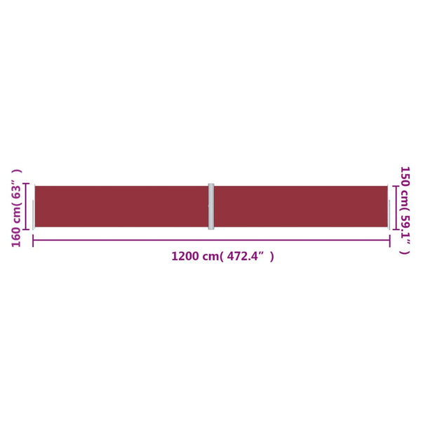 Seitenmarkise Ausziehbar Rot 160x1200 cm