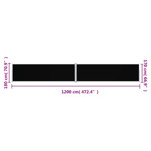Seitenmarkise Ausziehbar Schwarz 180x1200 cm