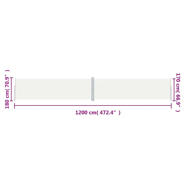 Seitenmarkise Ausziehbar Creme 180x1200 cm