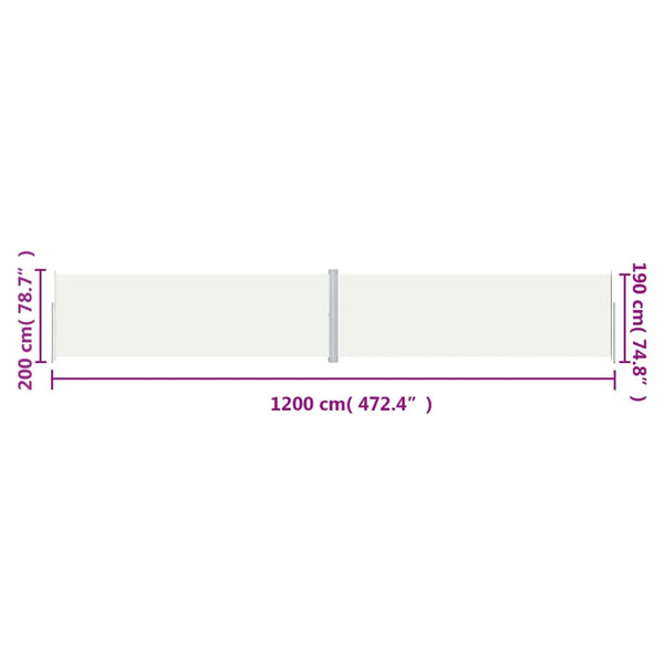 Seitenmarkise Ausziehbar Creme 200x1200 cm