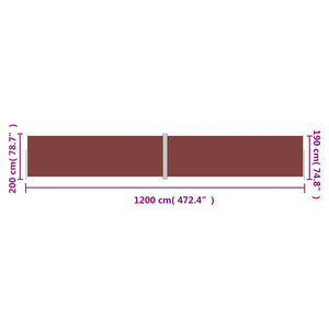 Seitenmarkise Ausziehbar Braun 200x1200 cm