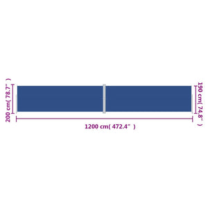 Seitenmarkise Ausziehbar Blau 200x1200 cm