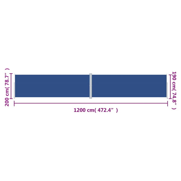 Seitenmarkise Ausziehbar Blau 200x1200 cm