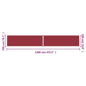 Seitenmarkise Ausziehbar Rot 200x1200 cm