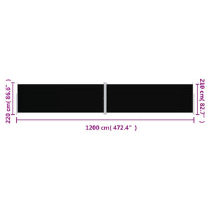 Seitenmarkise Ausziehbar Schwarz 220x1200 cm
