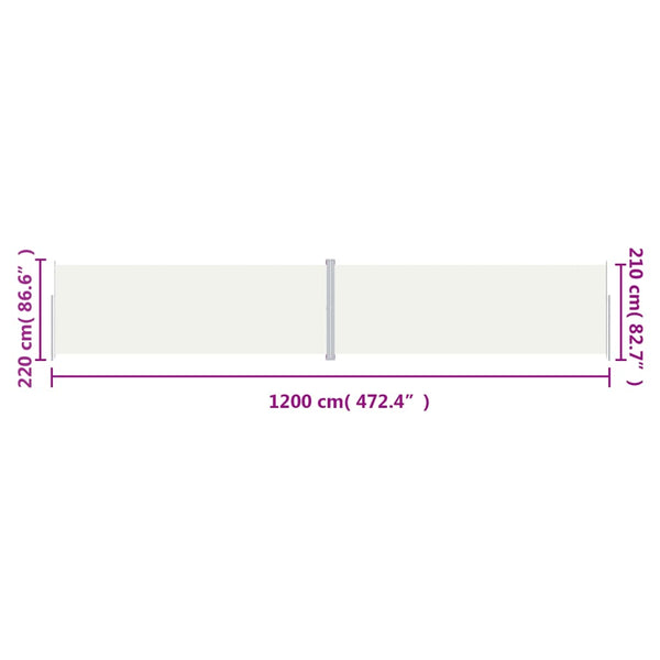 Seitenmarkise Ausziehbar Creme  220x1200 cm