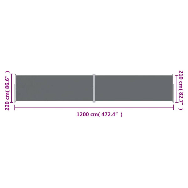 Seitenmarkise Ausziehbar Anthrazit 220x1200 cm