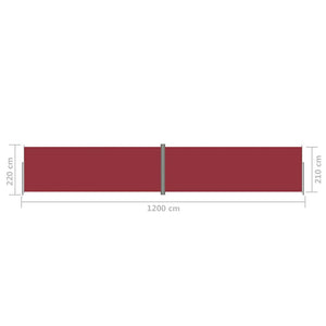 Seitenmarkise Ausziehbar Rot 220x1200 cm