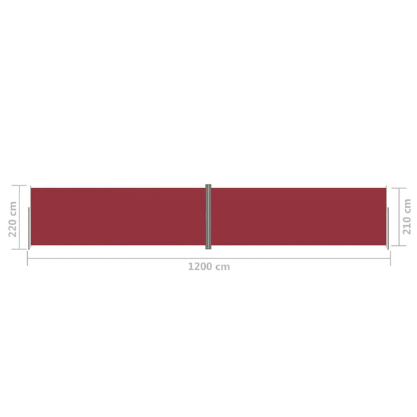 Seitenmarkise Ausziehbar Rot 220x1200 cm