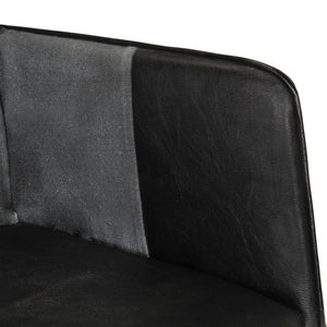 vidaXL Fauteuil à oreilles cuir véritable noir et gris