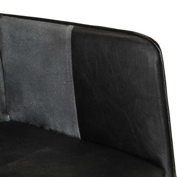 vidaXL Fauteuil à oreilles cuir véritable noir et gris