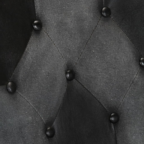 vidaXL Fauteuil à oreilles cuir véritable noir et gris