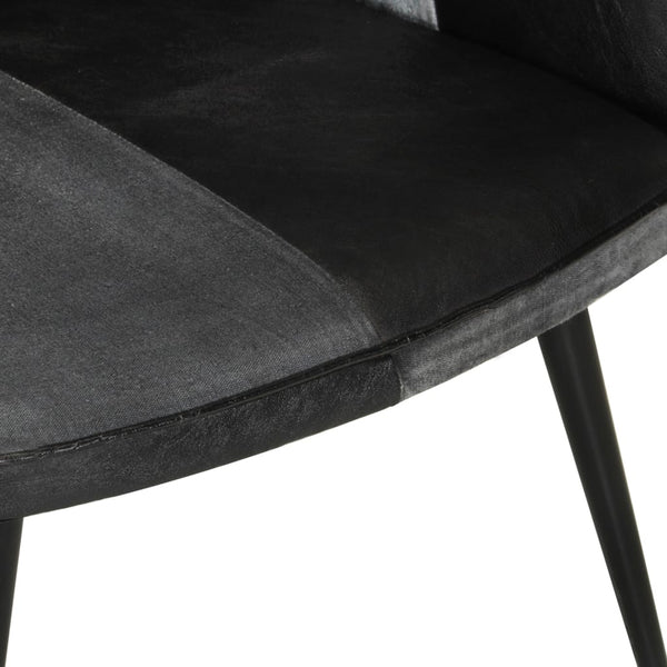 vidaXL Fauteuil à oreilles cuir véritable noir et gris