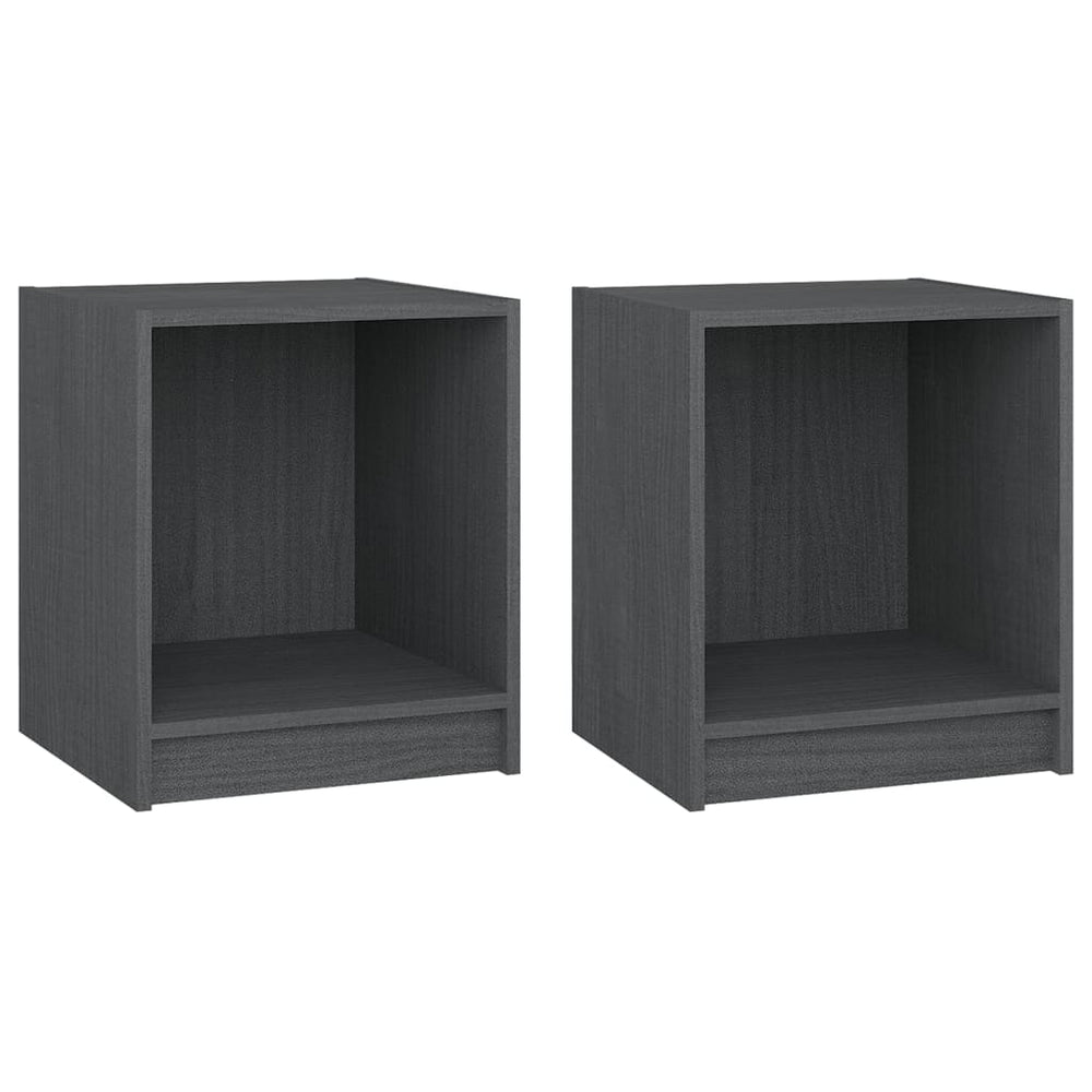 Nachttische Grau Kiefer Massivholz 2er-Set