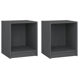 Nachttische Grau Kiefer Massivholz 2er-Set