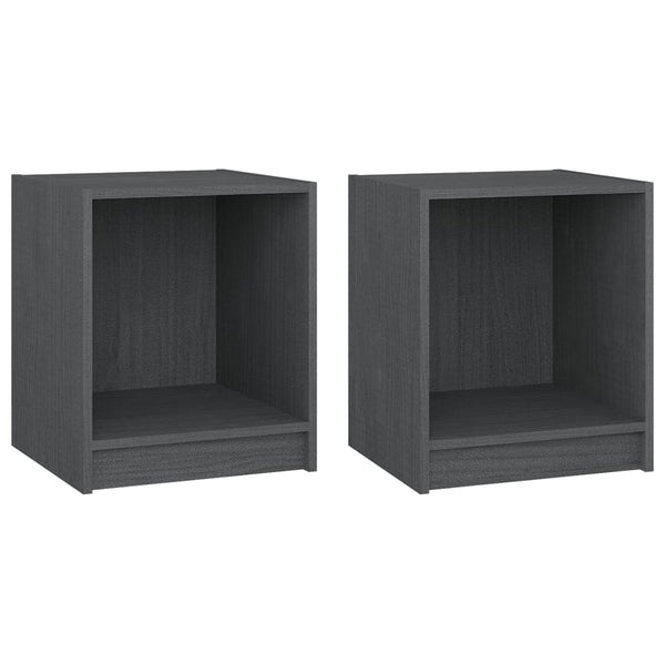 Nachttische Grau Kiefer Massivholz 2er-Set