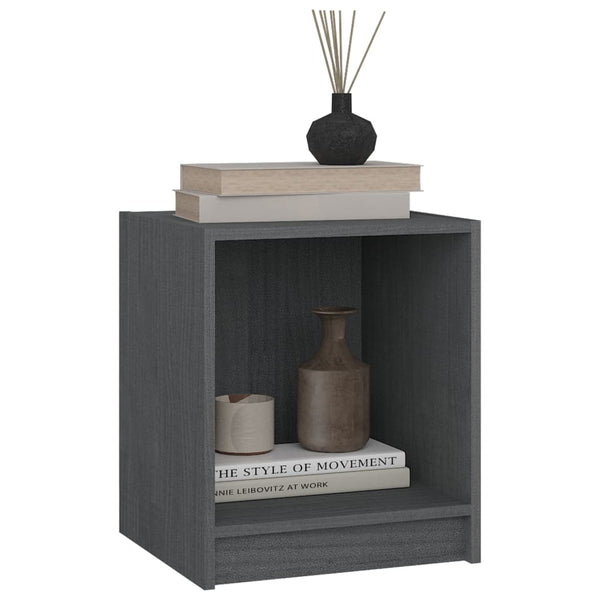 Nachttische Grau Kiefer Massivholz 2er-Set