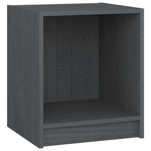 Nachttische Grau Kiefer Massivholz 2er-Set