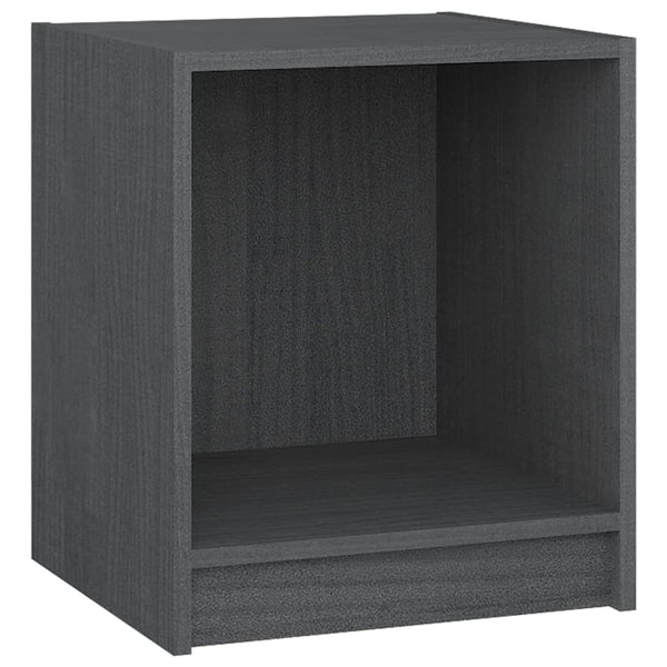 Nachttische Grau Kiefer Massivholz 2er-Set