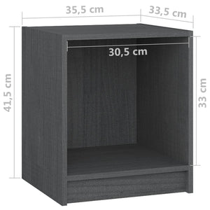Nachttische Grau Kiefer Massivholz 2er-Set