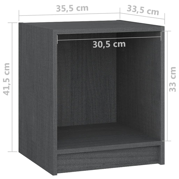 Nachttische Grau Kiefer Massivholz 2er-Set