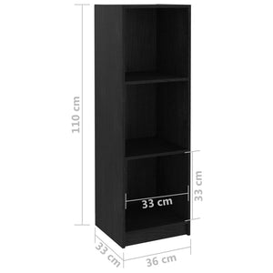Schwarzes Kiefer Bücherregal Raumteiler 110cm