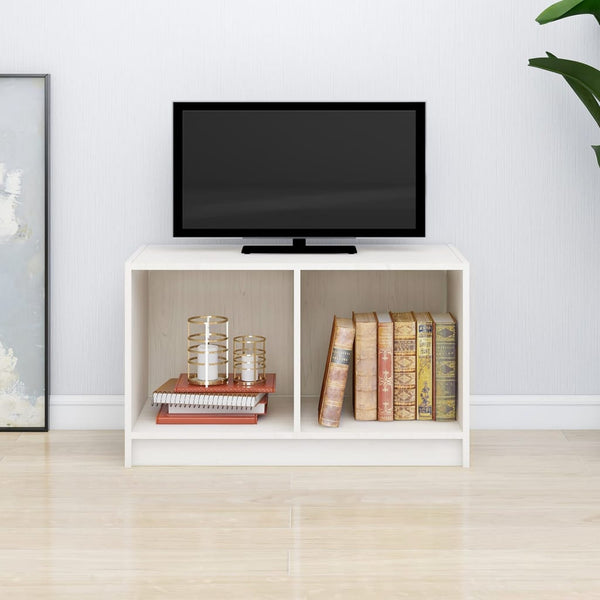 Weißer TV-Schrank Kiefer Massivholz 70 cm