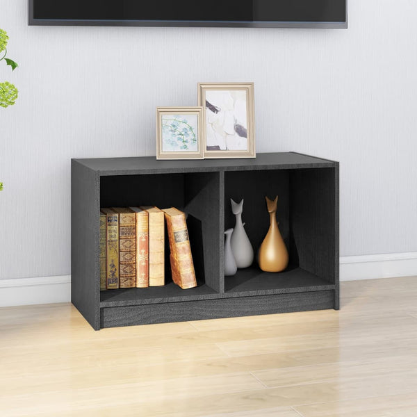 Grauer TV-Schrank Kiefer Massivholz 70 cm