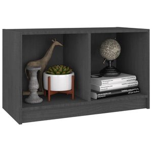 Grauer TV-Schrank Kiefer Massivholz 70 cm