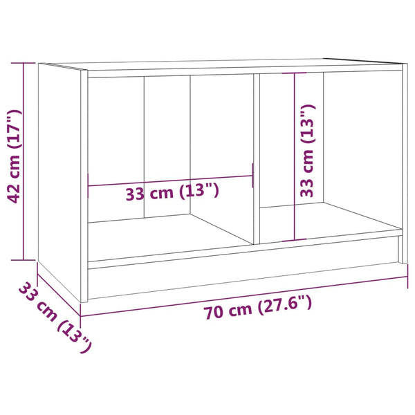 Grauer TV-Schrank Kiefer Massivholz 70 cm