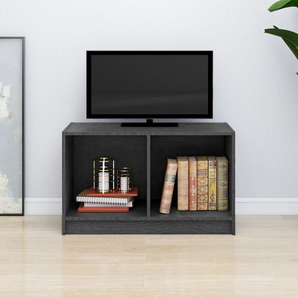 Grauer TV-Schrank Kiefer Massivholz 70 cm