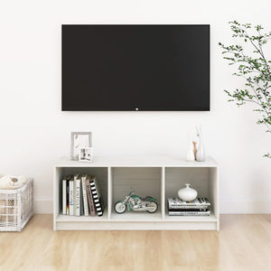 Weißer TV-Schrank Kiefer Massivholz 104cm