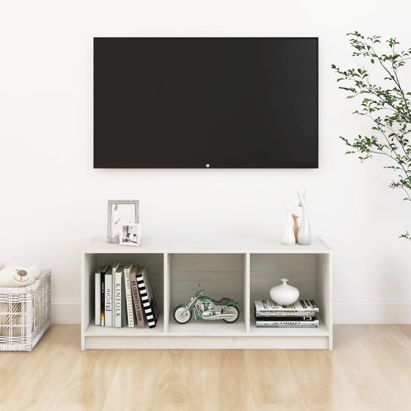 Weißer TV-Schrank Kiefer Massivholz 104cm