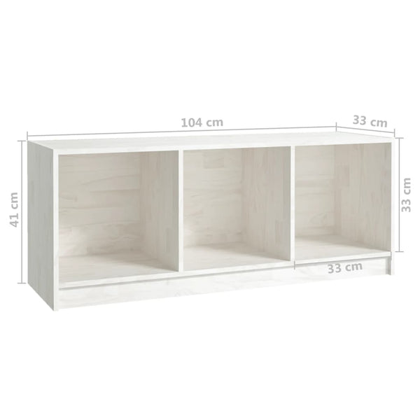 Weißer TV-Schrank Kiefer Massivholz 104cm