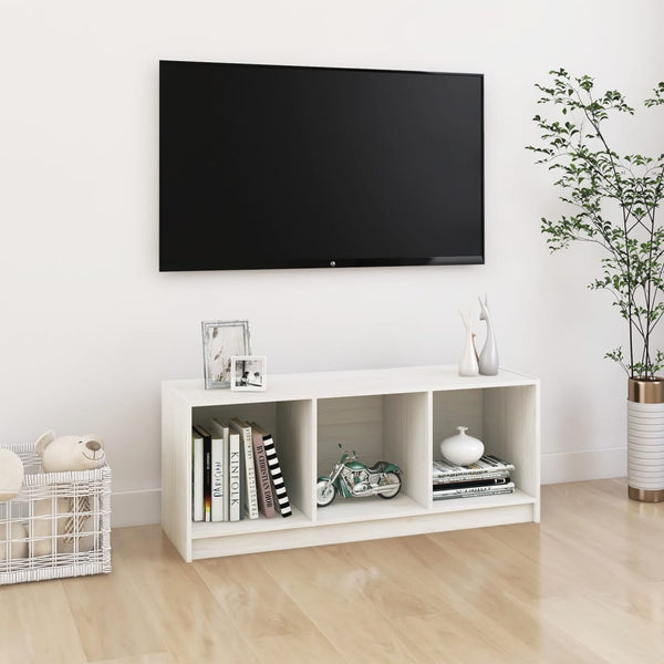 Weißer TV-Schrank Kiefer Massivholz 104cm
