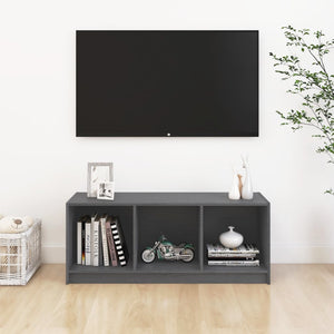 Grauer TV-Schrank Kiefer Massivholz 104cm
