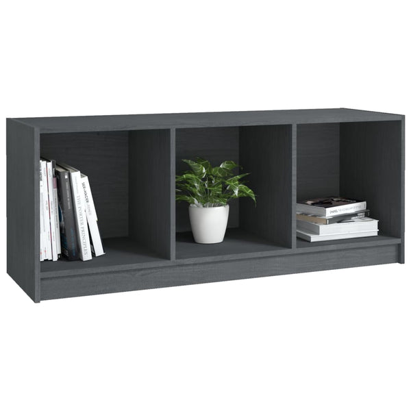 Grauer TV-Schrank Kiefer Massivholz 104cm