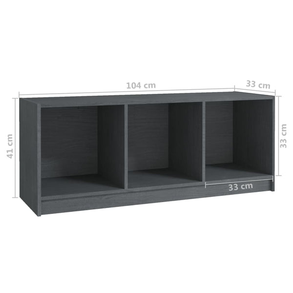 Grauer TV-Schrank Kiefer Massivholz 104cm