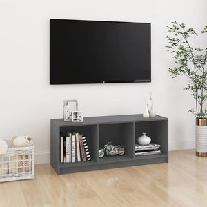 Grauer TV-Schrank Kiefer Massivholz 104cm