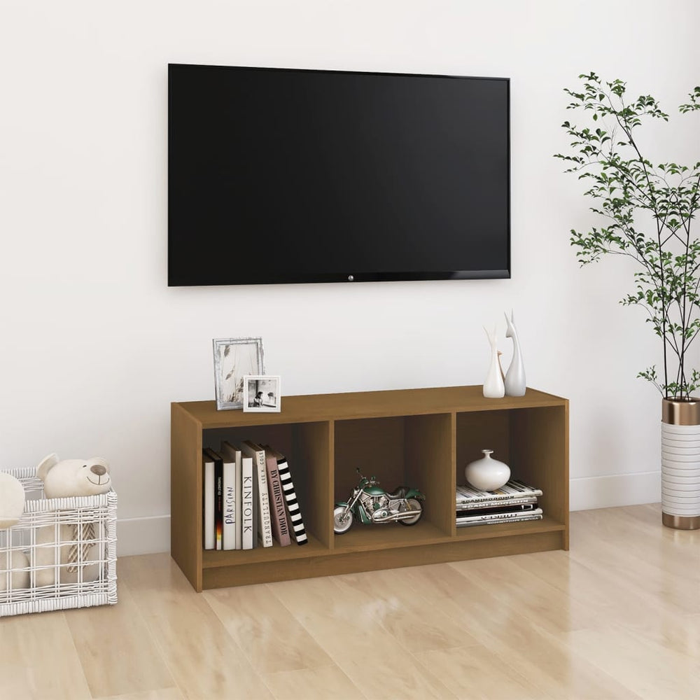 vidaXL Meuble TV marron miel 104x33x41 cm Pin massif