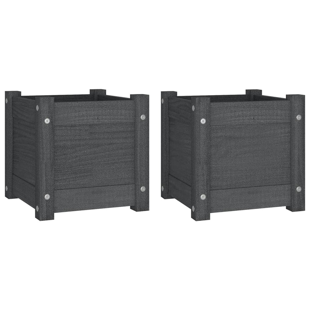 Pflanzkübel 2er Set Grau 31x31cm Kiefernholz