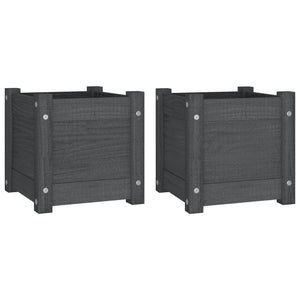 Pflanzkübel 2er Set Grau 31x31cm Kiefernholz