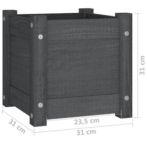 Pflanzkübel 2er Set Grau 31x31cm Kiefernholz
