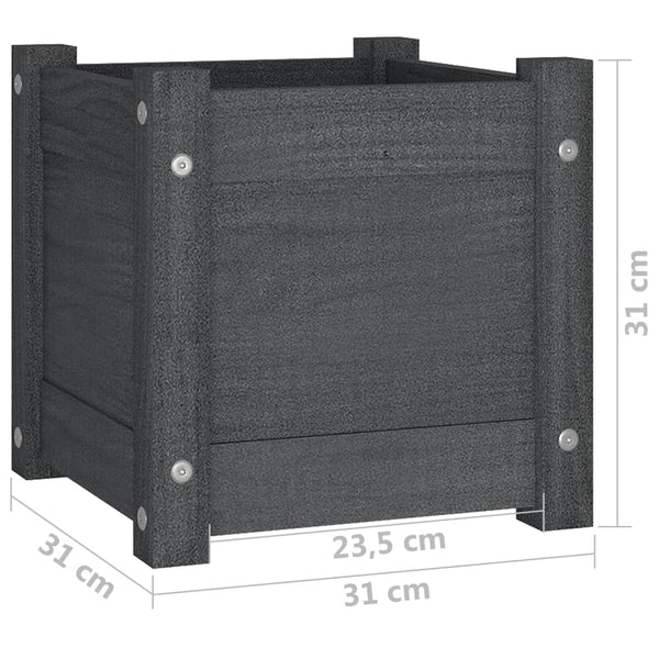 Pflanzkübel 2er Set Grau 31x31cm Kiefernholz